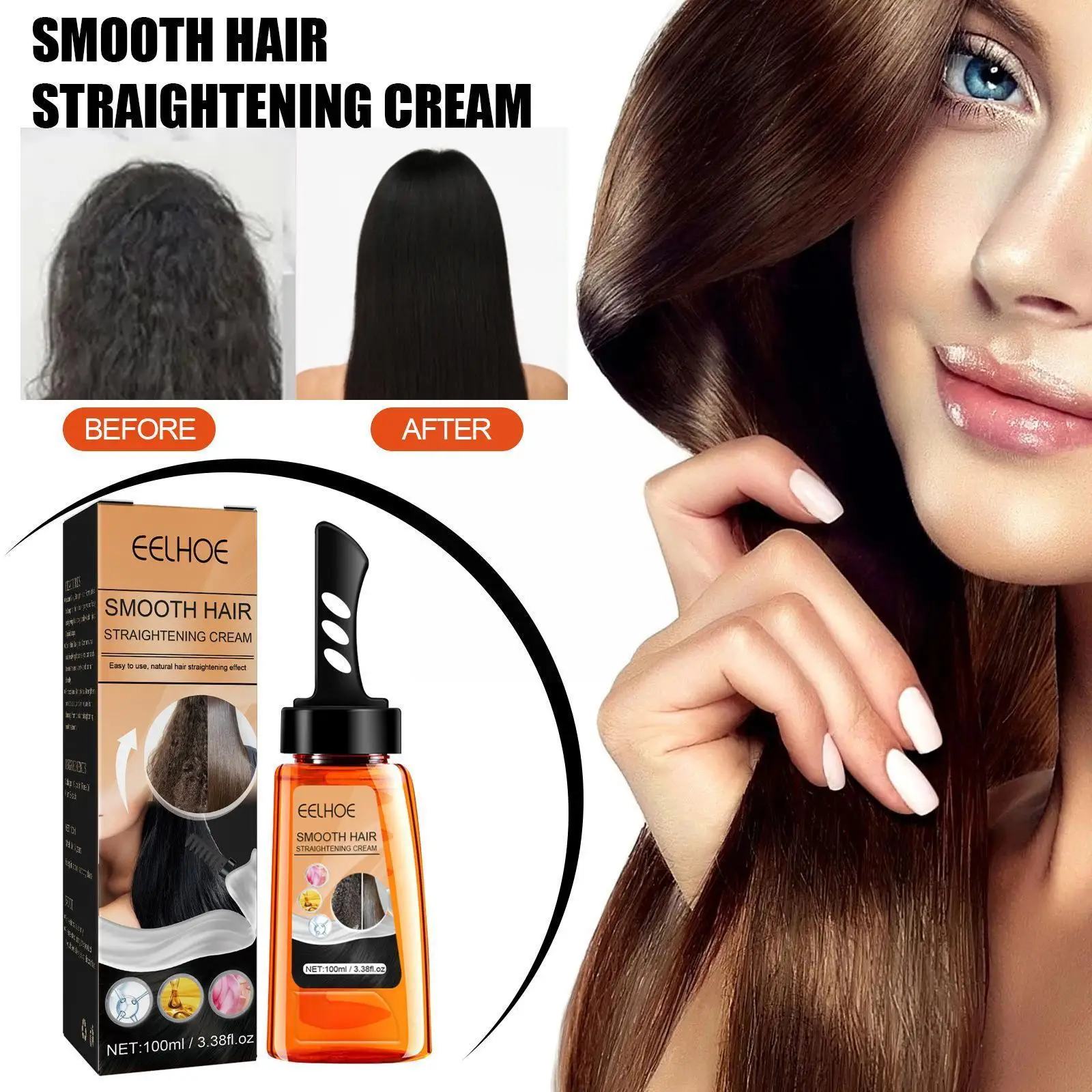Hair Straightening Cream Protein Nourishing Smoothing Repair Hair Care Treatment Cream Frizzy Hair Damaged Softener O6A3