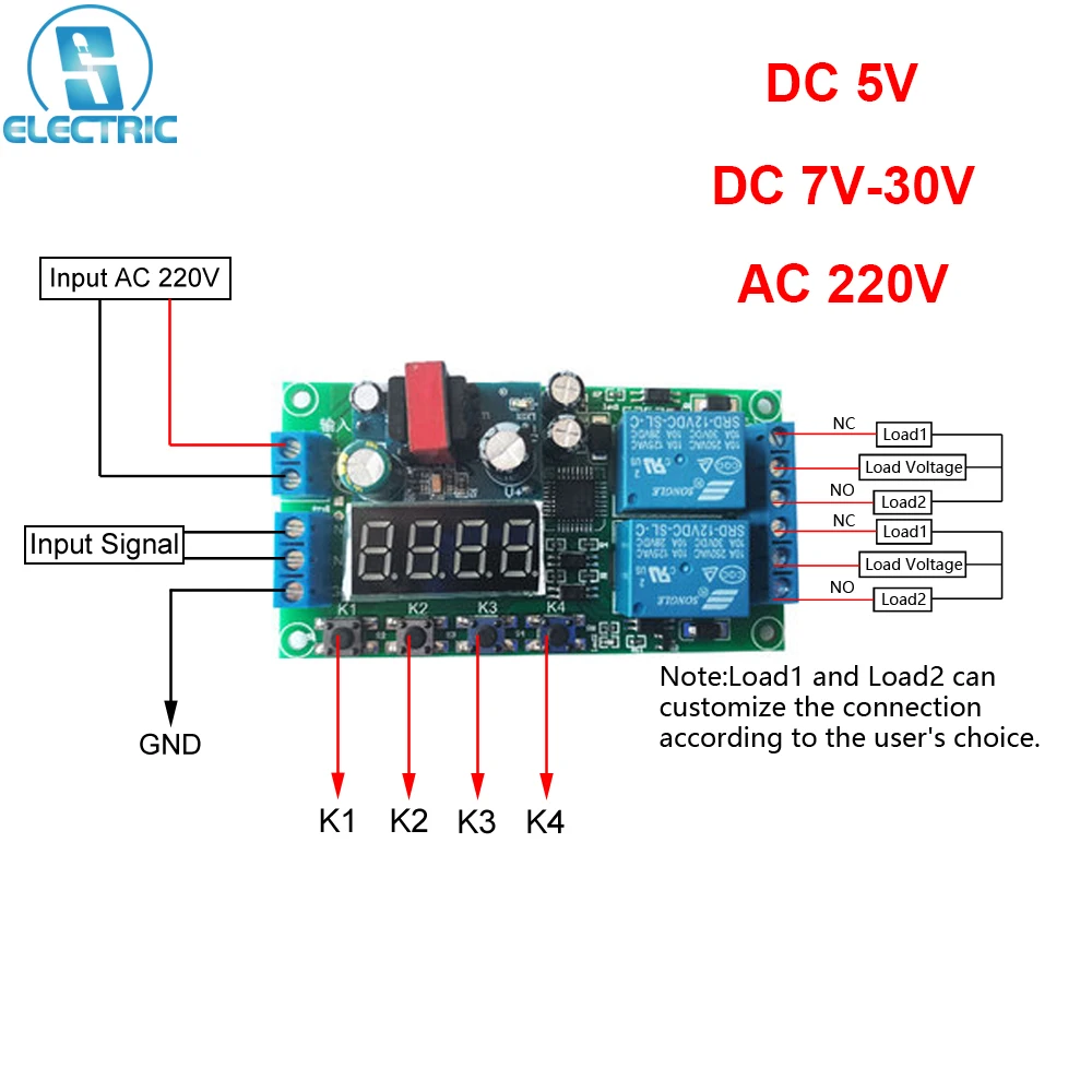 

2-канальный релейный модуль задержки, импульсный триггер, цепь синхронизации цикла отключения питания
