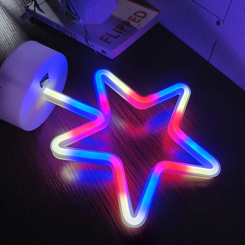 Светодиодные неоновые лампы с подставкой ночник на батарейках декоративная