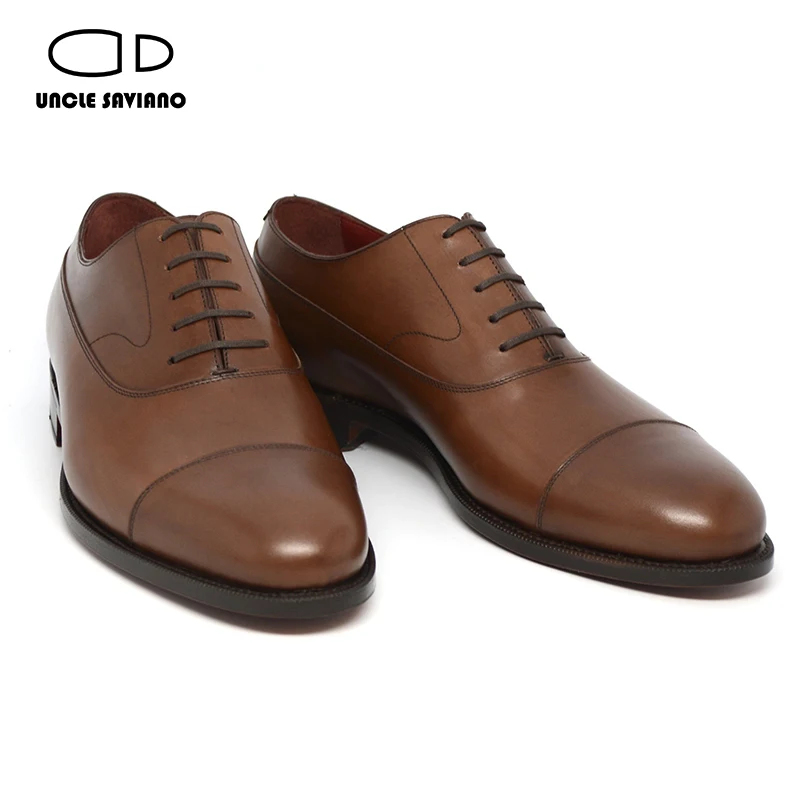 Uncle Saviano Oxford Dress Men Shoes Genuine Leather Handmade Fashion Luxury Designer Business Wedding Formal Best Man Shoes