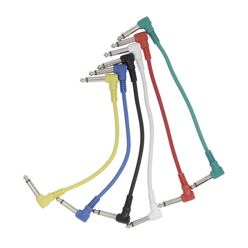 6Pcs Guitar Patch Cable 6.35mm Angle Plug No Noise Shielded Cable For Guitar Effect Pedals Musical Instrument Parts Accessories