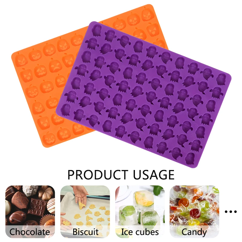 

2022 New Halloween Pumpkin Ghost Silicone Mold Ice Cube Fondant Chocolate Cookie Bakeware Tray Moulds Cake Decorating Tools