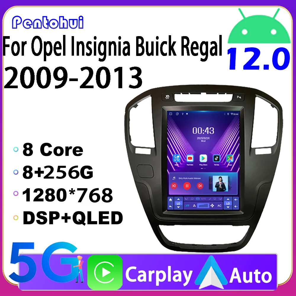 

Pentohoi For Opel Insignia Buick Regal 2009-2013 Car Radio Android 12 Multimidia Player Carplay Stereo Speaker Audio Head Unit
