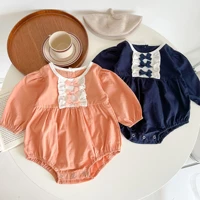 autumn infant baby one piece western lace bow long sleeve romper clothes climbing clothes