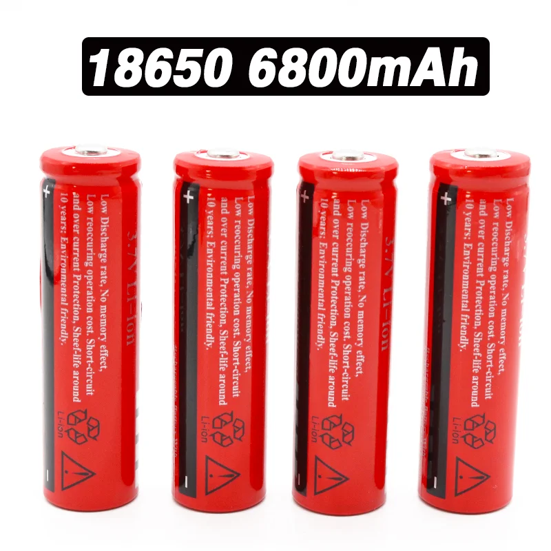 

100% New 18650 battery 3.7V 6800mAh rechargeable liion battery for Led flashlight Torch batery litio battery+ Free Shipping