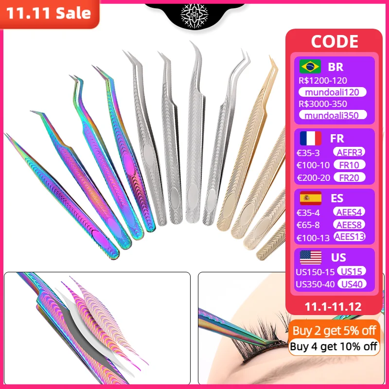 

Профессиональный пинцет для макияжа ресниц из нержавеющей стали Антистатический пинцет для наращивания ресниц отличные косметические инс...