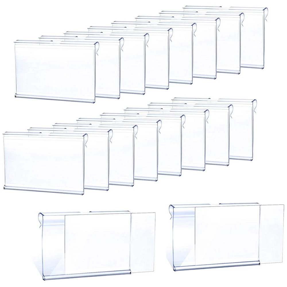 50Pcs Clear Plastic Label Holder Price Tag Shelf Label Clip Removable Label Holder for Storage Bins Basket Labels