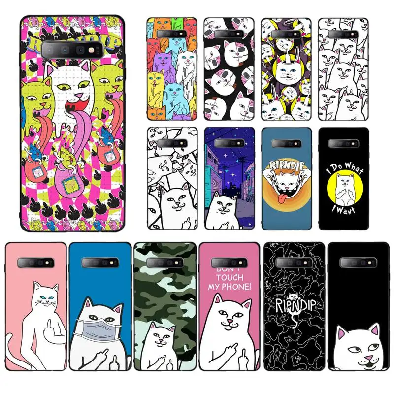 

Middle cute fingers cat-RIPNDIPS Phone Case for Samsung S10 21 20 9 8 plus lite S20 UlTRA 7edge