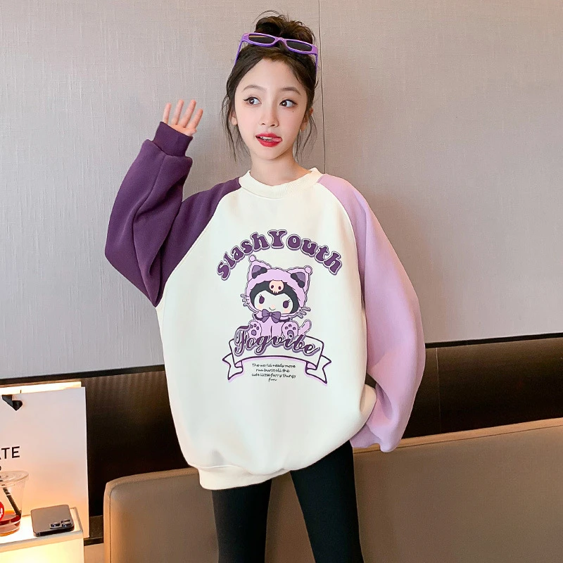 

Kawaii Sanrio Anime Kuromi Cute Cartoon Pullover Loose Comfort Thickened Long Sleeve Pullover Cute Things for Girls