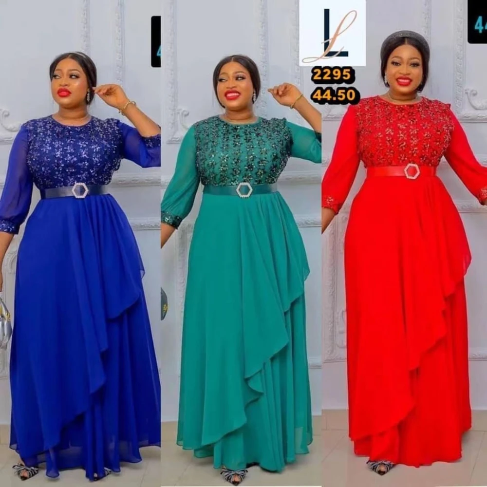 

African Dress For Women Fashion Dashiki Pleated Vestidos 2022 Spring Summer New Arrival Robe Elegant African Party Maxi Dress