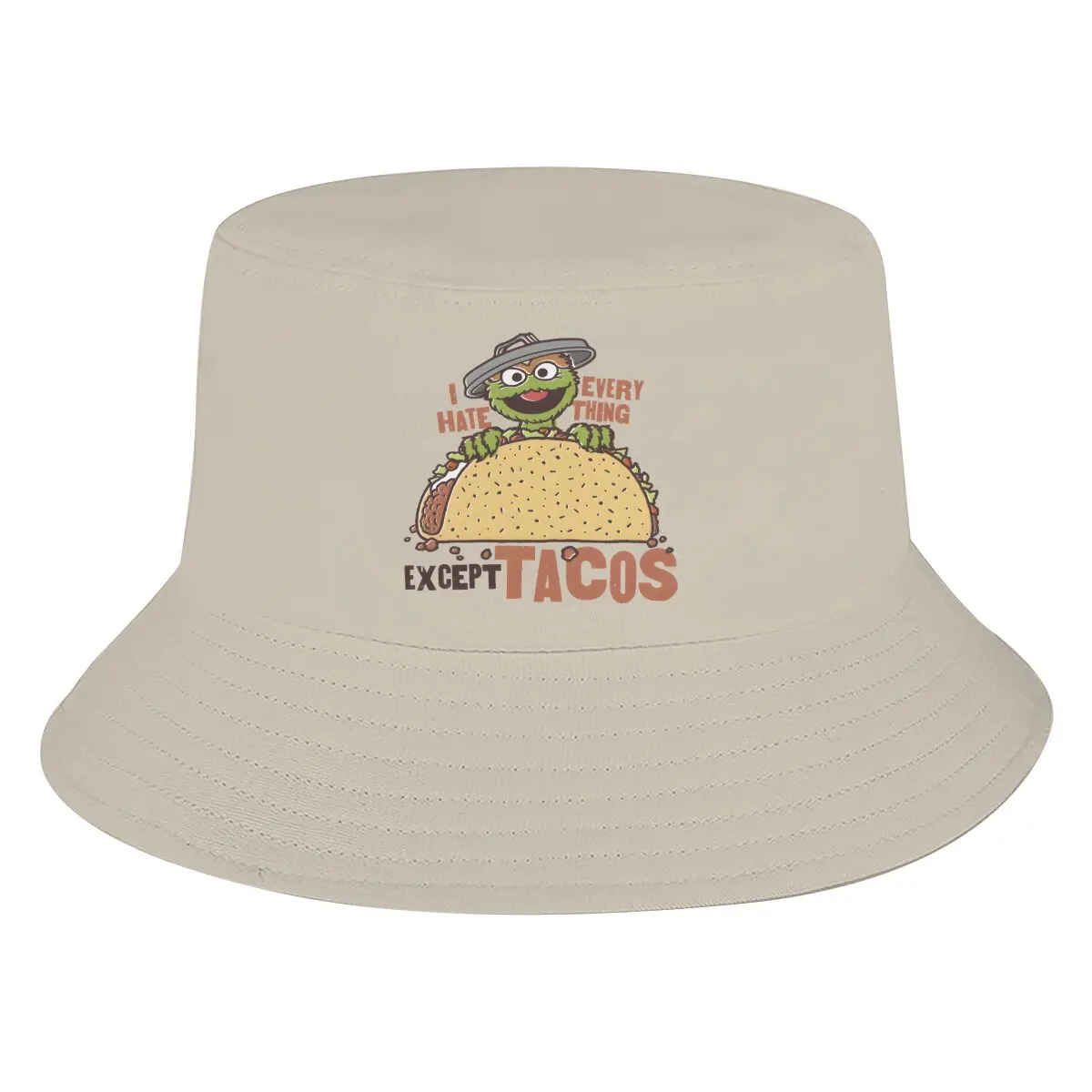 

Oscar I Hate Everything Except Tacos Unisex Bucket Hats Sesame Street Hip Hop Fishing Sun Cap Fashion Style Designed