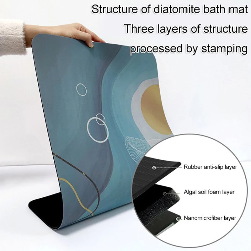 Нано диатомовая грязевая мягкая матовая диатомитовая поглотительная быстросохнущая домашняя ванная комната антискользящая дверь.