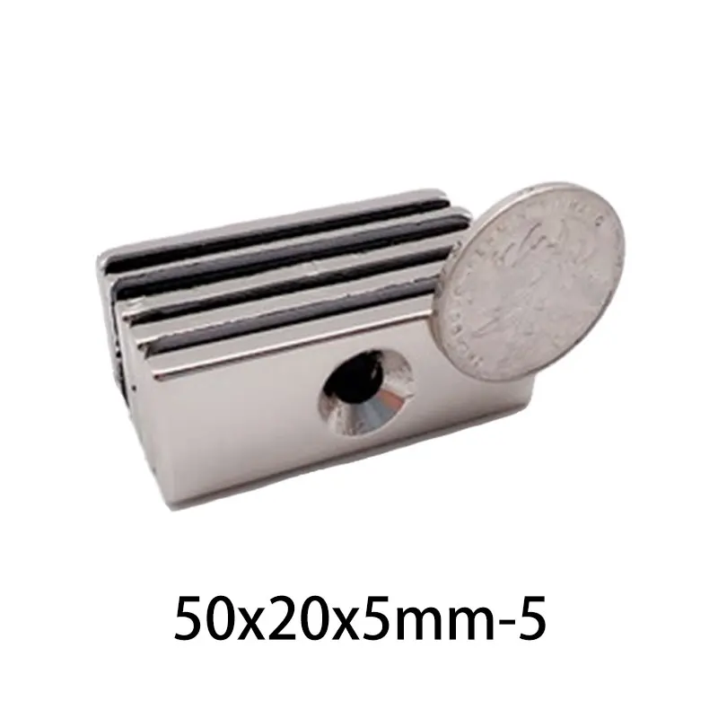 1/2/5/10 шт. 50x20x5-5 мм Большой ленточный блок с сильными магнитными отверстиями 5 50*20*5-5