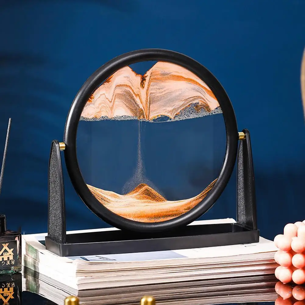 

25Cm 3D Moving Sand Art Mountain Flowing Sand Picture Round Sand Dynamic Painting Display Painting Kid Quicksand Glass G5K0