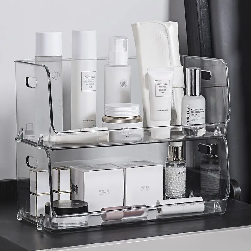 

Cosmetic Storage Box Desktop Glasses Transparent Bathroom Large Storage Organizer Desk Decoration Hogar Organizar Household Item