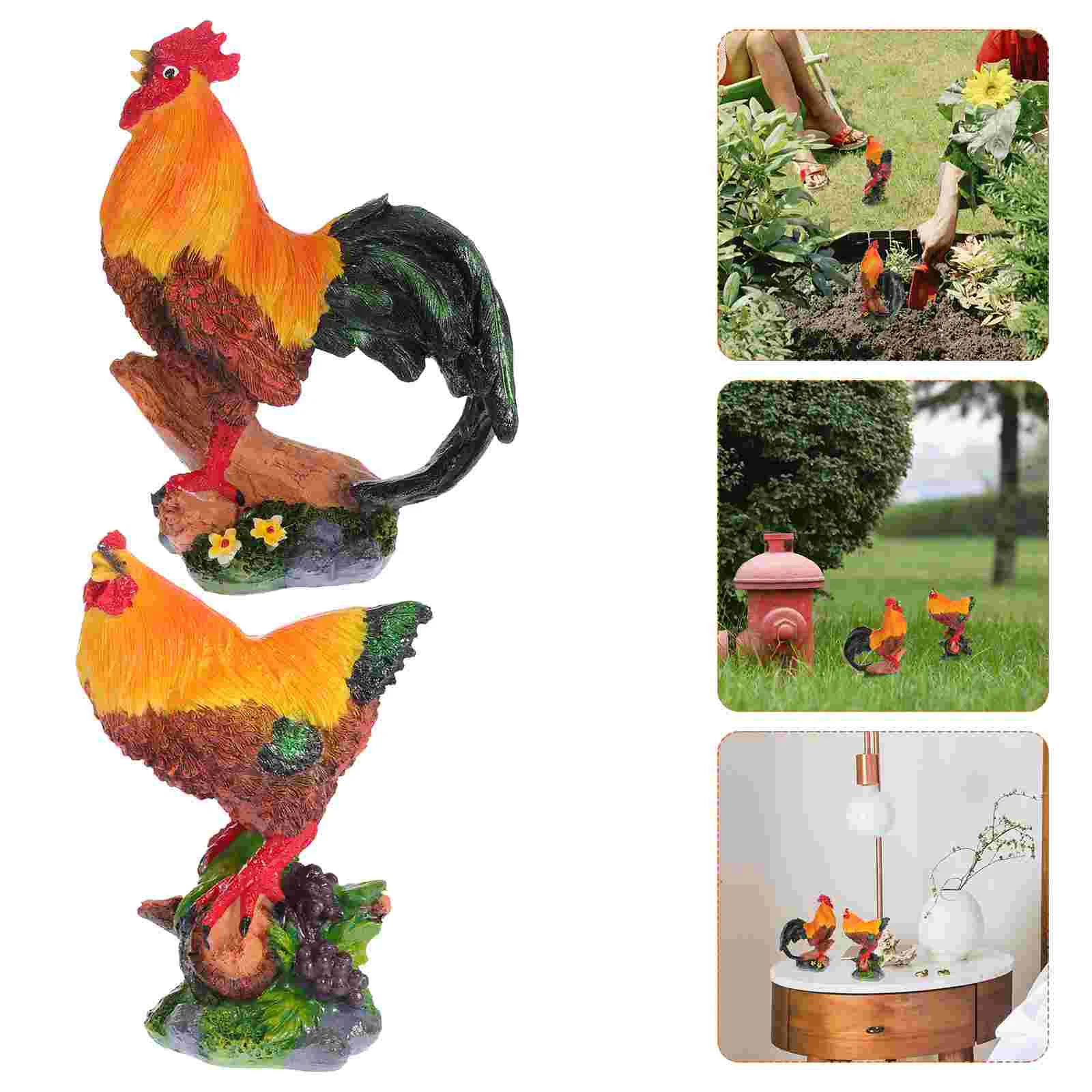 

Resin Chicken Rooster Decor Sculpture Statue Hen Animal Sculptures Lawn Kitchen Ornaments Figurine Figurines Garden Home Statues