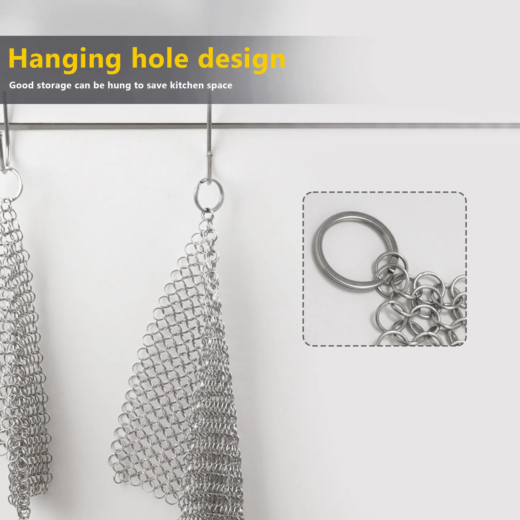 Чугунный очиститель премиум-класса скруббер Chainmail из нержавеющей стали 316 8x6