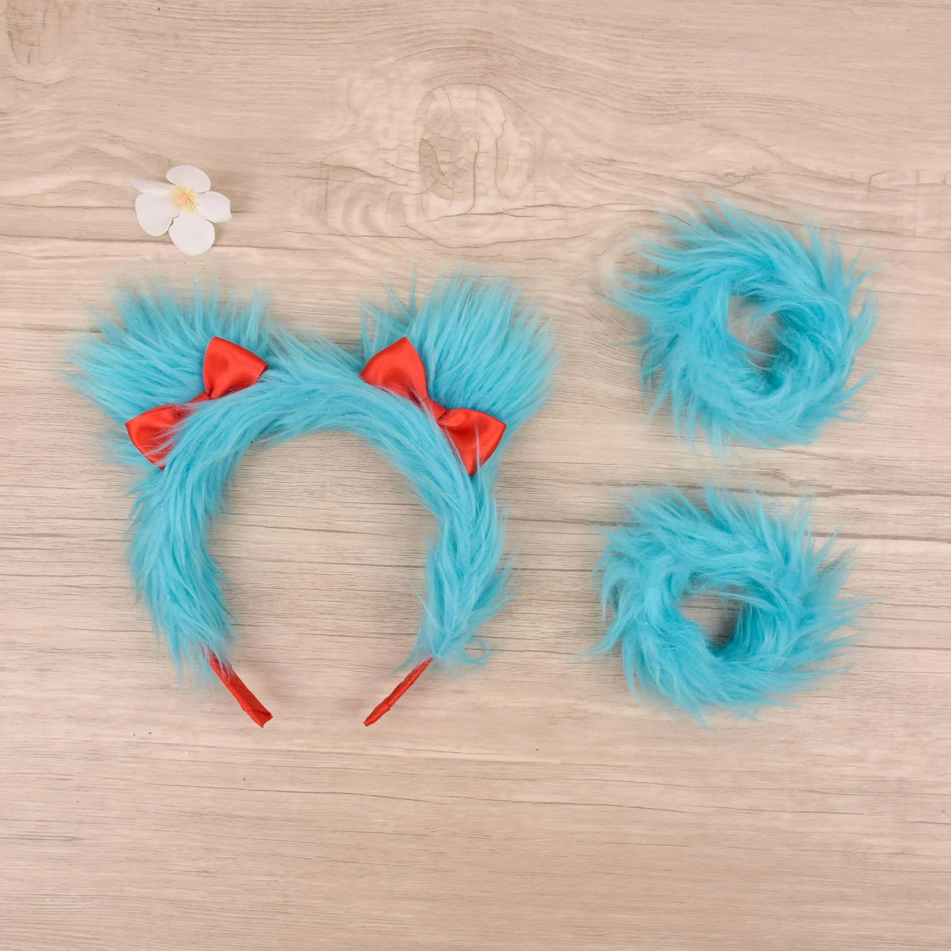 

Dr Seuss Deluxe Velboa Headwear Cosplay Blue Wig Hair Hoop Funny Cute Hat Halloween Masquerade Headgear Accessory Prop