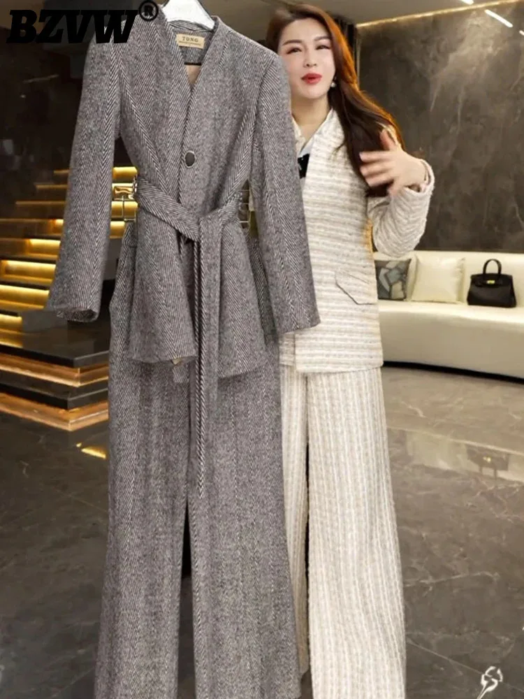 BZVW офисный женский комплект из двух предметов однобортный пиджак с v-образным