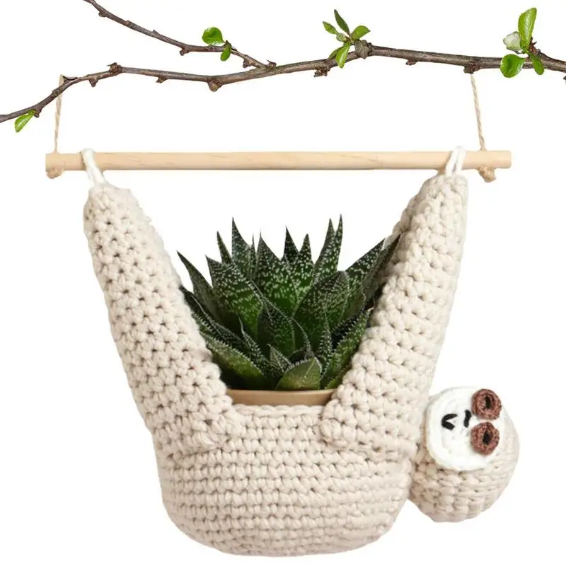 

Animal Plant Holder Sloth Gifts Crochet Plant Hanger For Succulent Pot Home Decor Planter Animal Wall Planter Macrame Planter