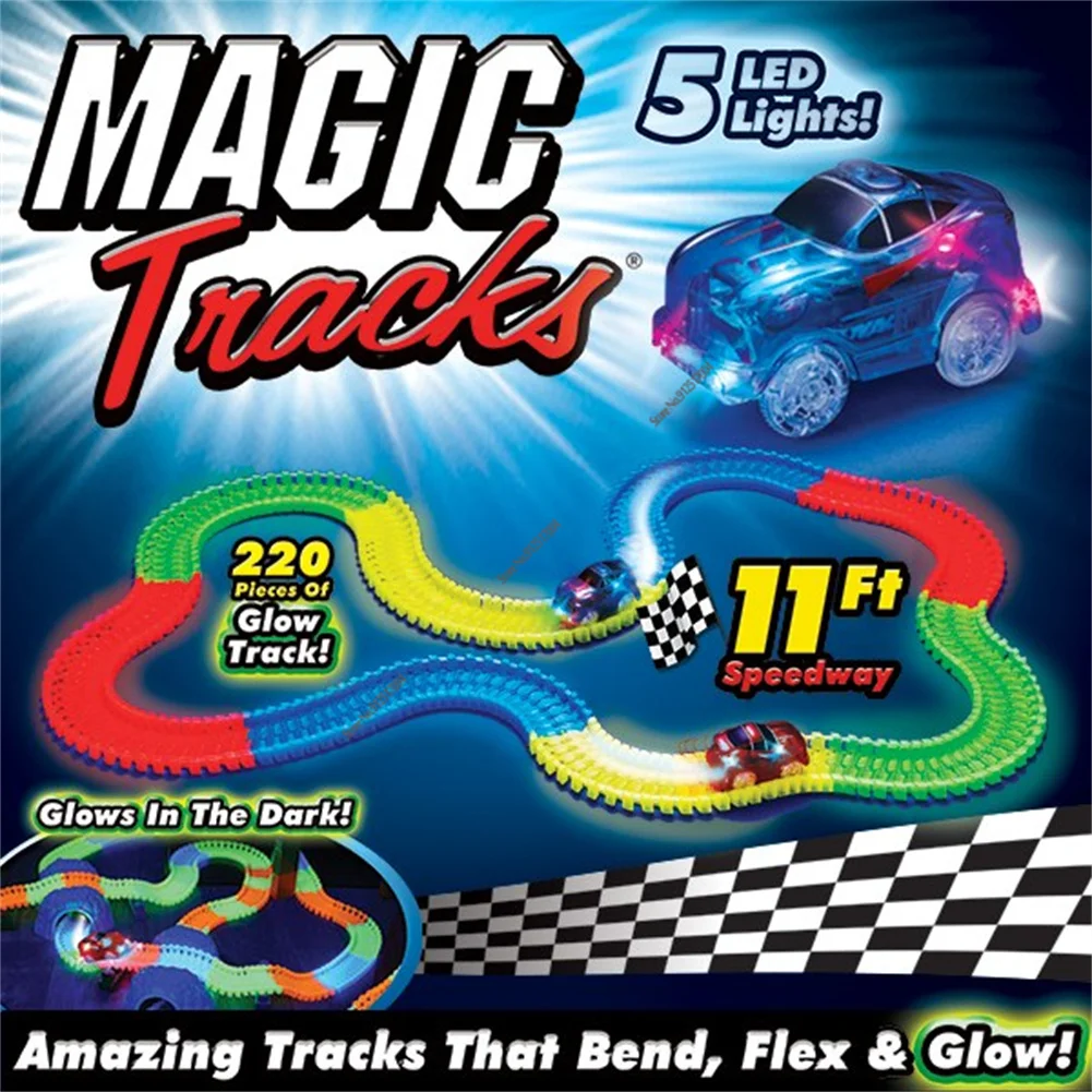 

Magic Tracks Glow In Dark Track with LED Light-Up Race LED DIY Assembled Track Toy Train Magic Flexible Speed Car Track Race