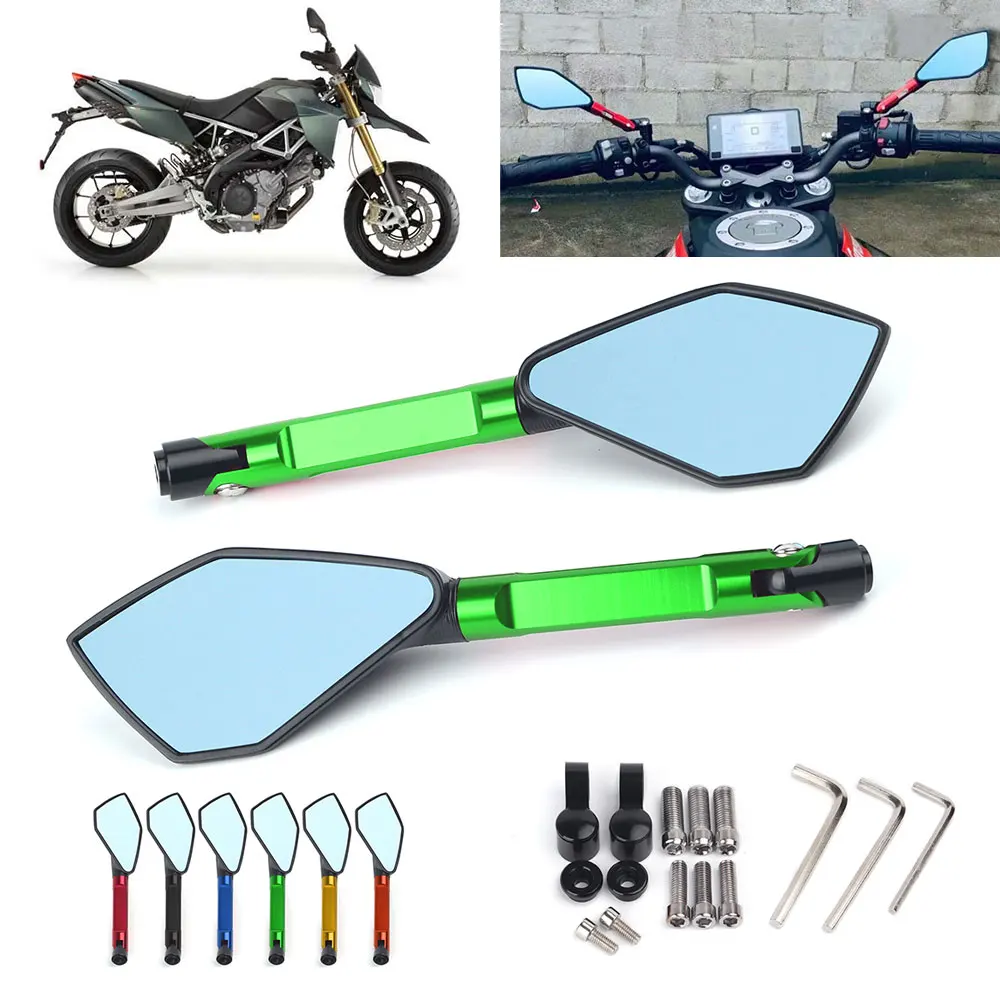 

For Aprilia DORSODURO 750 DORSODURO1200 Universal Motorcycle Mirror CNC Side Rearview Blue Anti-glare Mirror