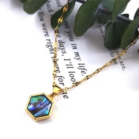 2022 fashion geometry zircon copper gold color stainless%c2%a0steel chain necklace women jewelry nc144s07
