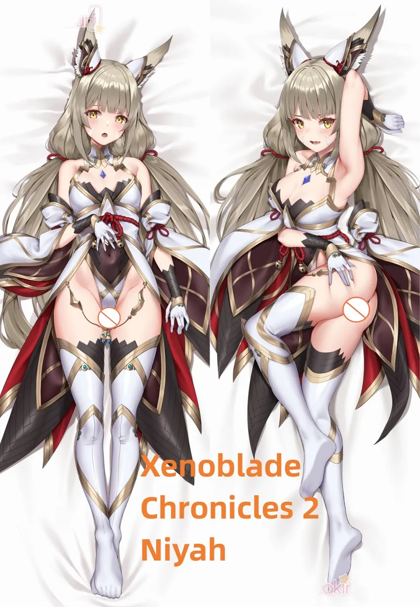 Подушка Dakimakura с рисунком из аниме, двойная наволочка с принтом в натуральную величину Xenoblade летопии 2 niah, можно заказать подарки