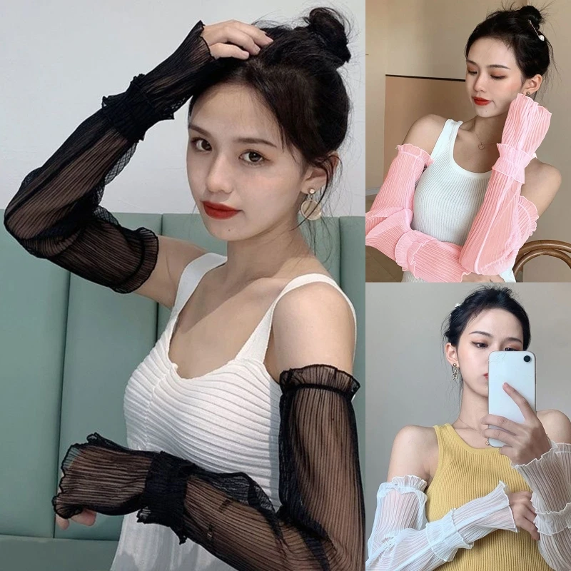 

1 пара, летние длинные перчатки без пальцев, с кружевом