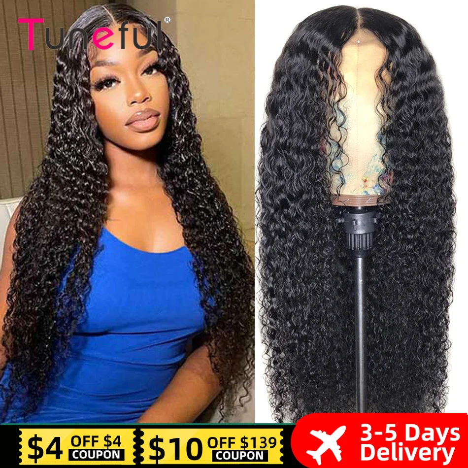 

13x4 HD Lace Front Curly Human Hair Wigs Pre Pucked Brazilian Deep Curly Wave Lace Frontal Human Hair Wigs For Black Women