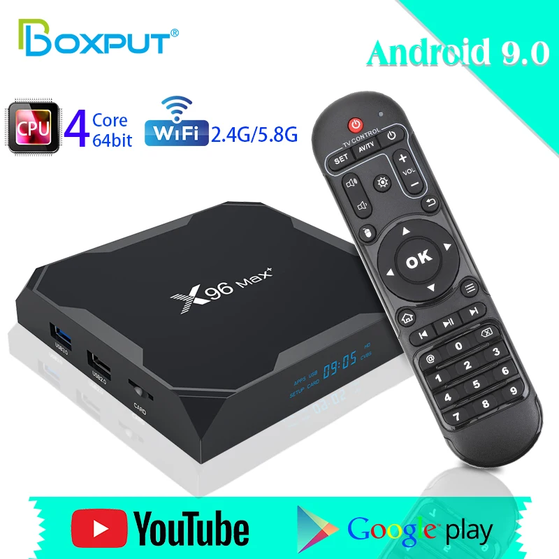 

Приставка Смарт-ТВ X96 Max Plus, Android 9,0, 4 + 64 ГБ, 1000 м, Bluetooth