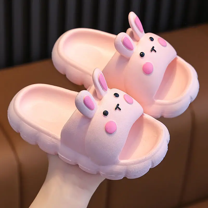 Cartoon Rabbit Child Slippers Girls Summer Indoor Slippers Anti-slip Kids Bathroom Slides Lovely Animals Baby Flip Flop 2023 New