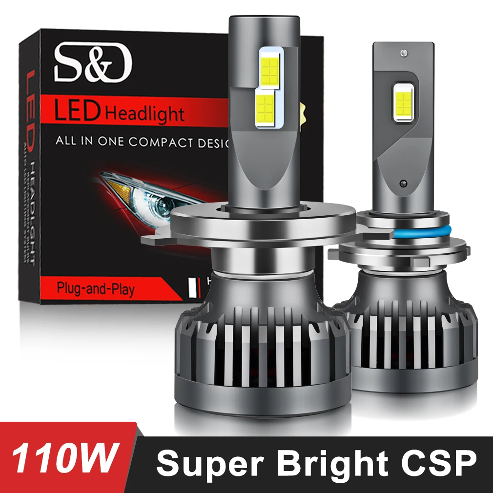 

H4 Led Canbus H7 H1 H3 H8 H11 H3 HB2 9003 HB3 9005 HB4 9006 Светодиодные лампы для автомобильных фар 6500K 110 Вт Автоматические фары противотуманные фары 2 шт.