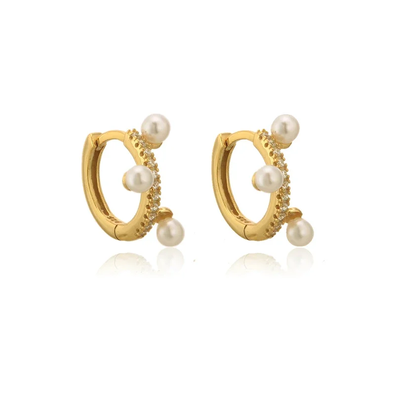 Креативная Минималистичная круглая пряжка для ушей с пресноводным жемчугом и