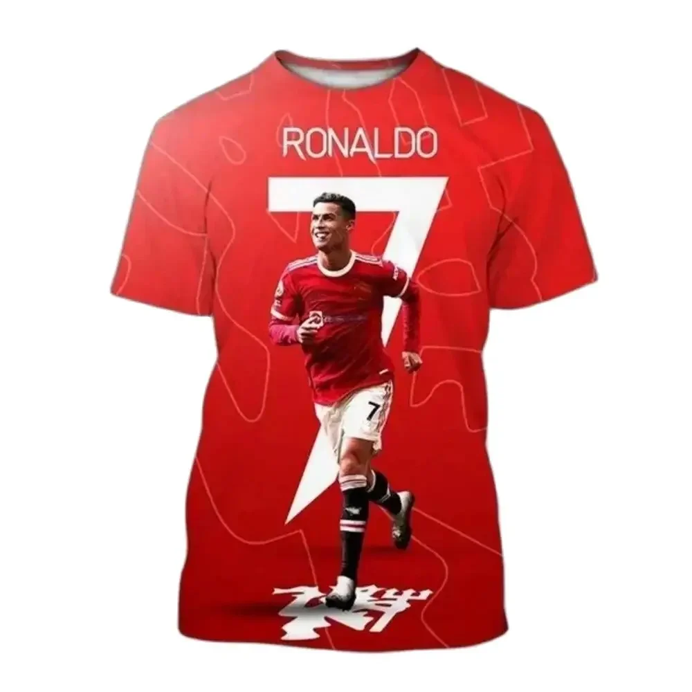 2024 Summer New Fashionable Football Star Cristiano Ronaldo 3D Printed T-shirt Men's Super Large Round Neck Short Sl
