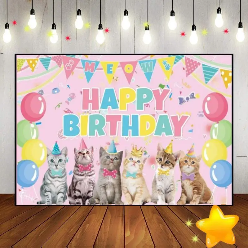 

Фон для фотосъемки с изображением кота котенка лапы питомца баннер для вечеринки в честь будущей мамы винтажный фон на заказ для дня рождения милое украшение свобода