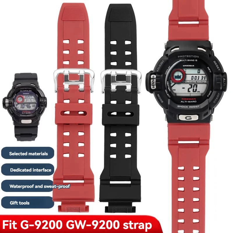 Силиконовый резиновый ремешок для часов Casio G-Shock G-9200 GW-9200/GW9110 черный