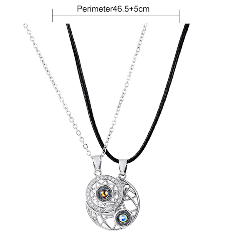 

Ожерелье с проекцией Солнца и Луны для пары, женское колье-цепочка до ключиц, колье, подарок для свадебной вечеринки