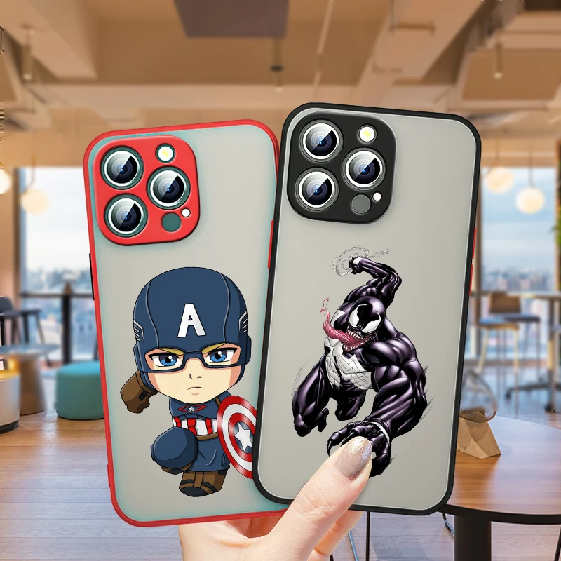 

Marvel Avengers man hero For Apple iPhone 13 12 11 Pro Max Mini XS Max X XR 6 7 8 Plus SE Frosted Translucent Phone Case