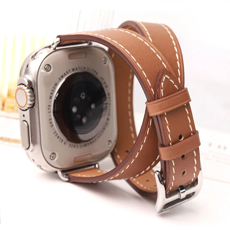 Ремешок для Apple Watch S11 46 мм 49 мм 45 мм 42 мм 44 мм 41 мм 40 мм, кожаный ремешок Double Tour для Iwatch Series 10 9 8 7 6 SE Ultra 3 Correa (art.: 3920dbf71b1e3) - 3920dbf71b1e3
