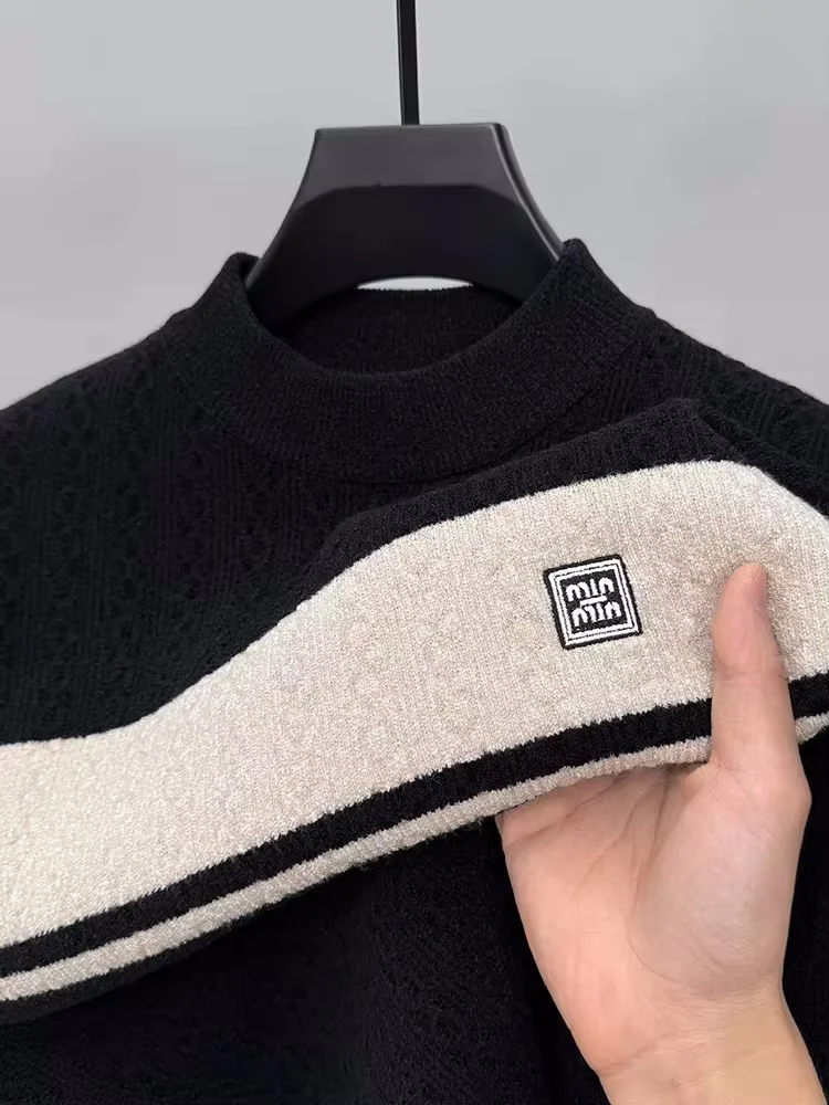  Высококачественный трикотажный свитер мужской круглый воротник осень - зима