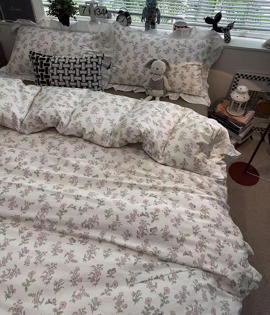 Комплект постельного белья Fairyfair с розовыми цветами односпальный двуспальный