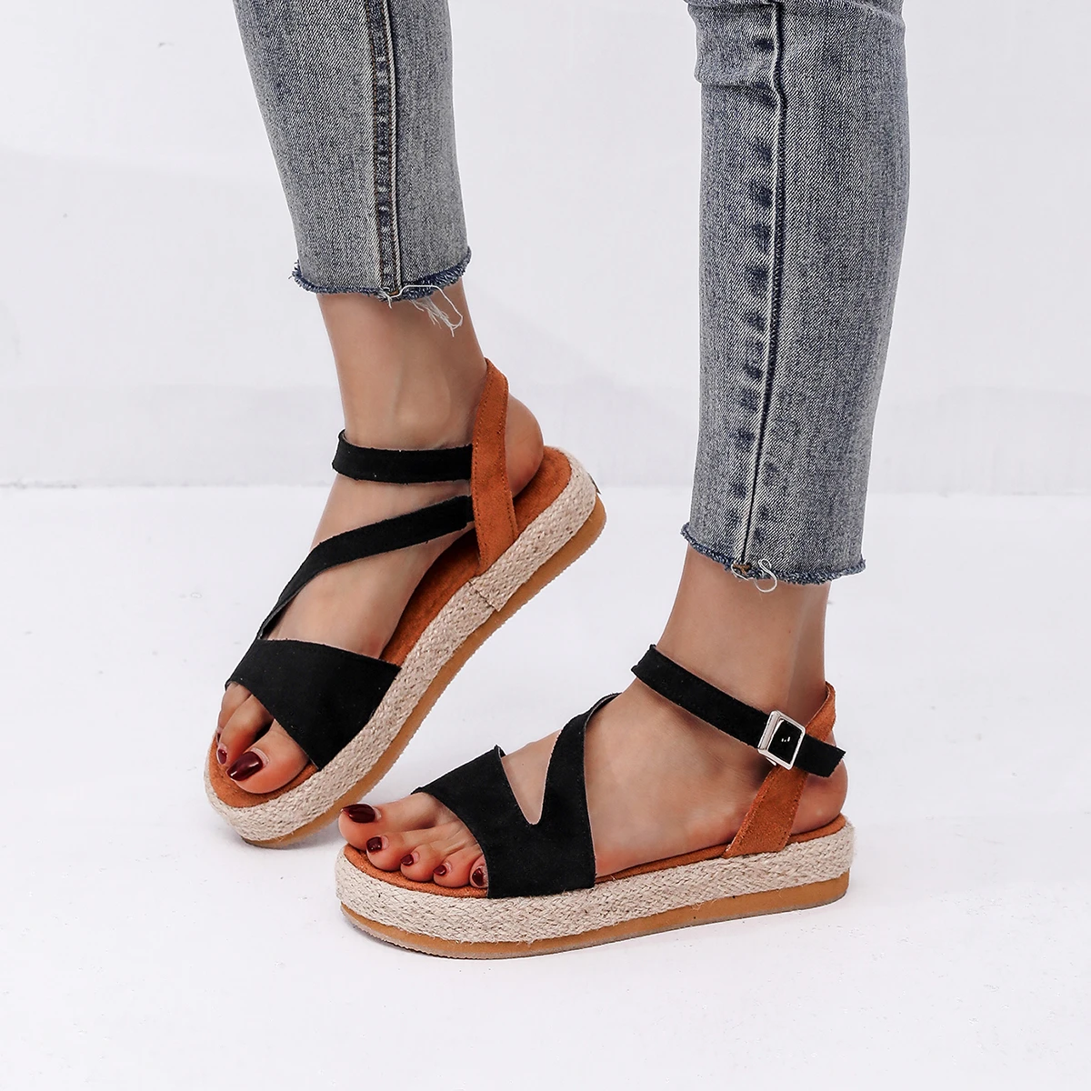 

Platform Sandals Women's Summer Shoes 2022 Espadrilles for Wholesale Item Business Party Woman Designer Thick Bottom Flat Female