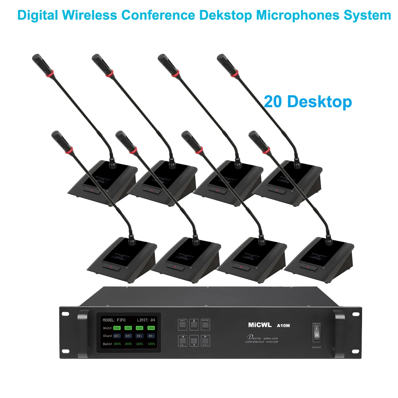 MiCWL High-end 20Pcs Table Digital Wireless 20 Desktop Gooseneck Conference Discuss Microphone System