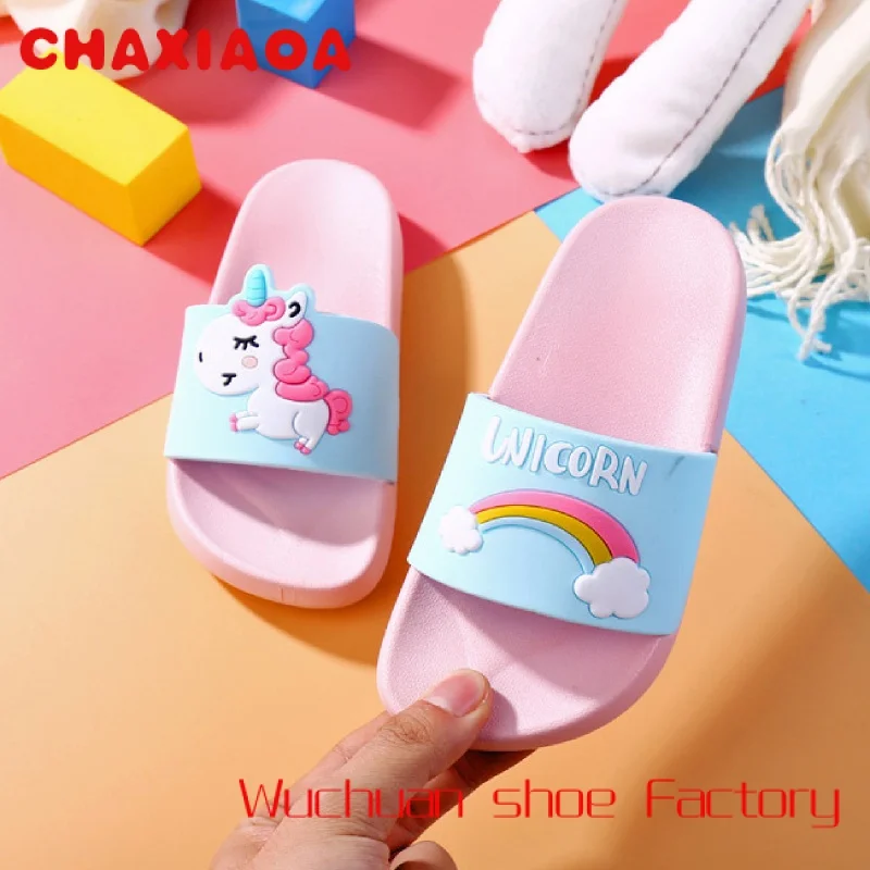 

Comfortable PVC Plastic Printed Logo Home Kids Slippers Shoes Indoor Anti-slip Children Baby Girls Boys Slippers New