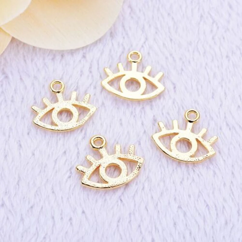 

10pcs Real Brass 18k Gold Plated Evil's Eye Charms 13*9mm Pendants For DIY Jewelry Necklaces Bracelets Making Findings Supplies