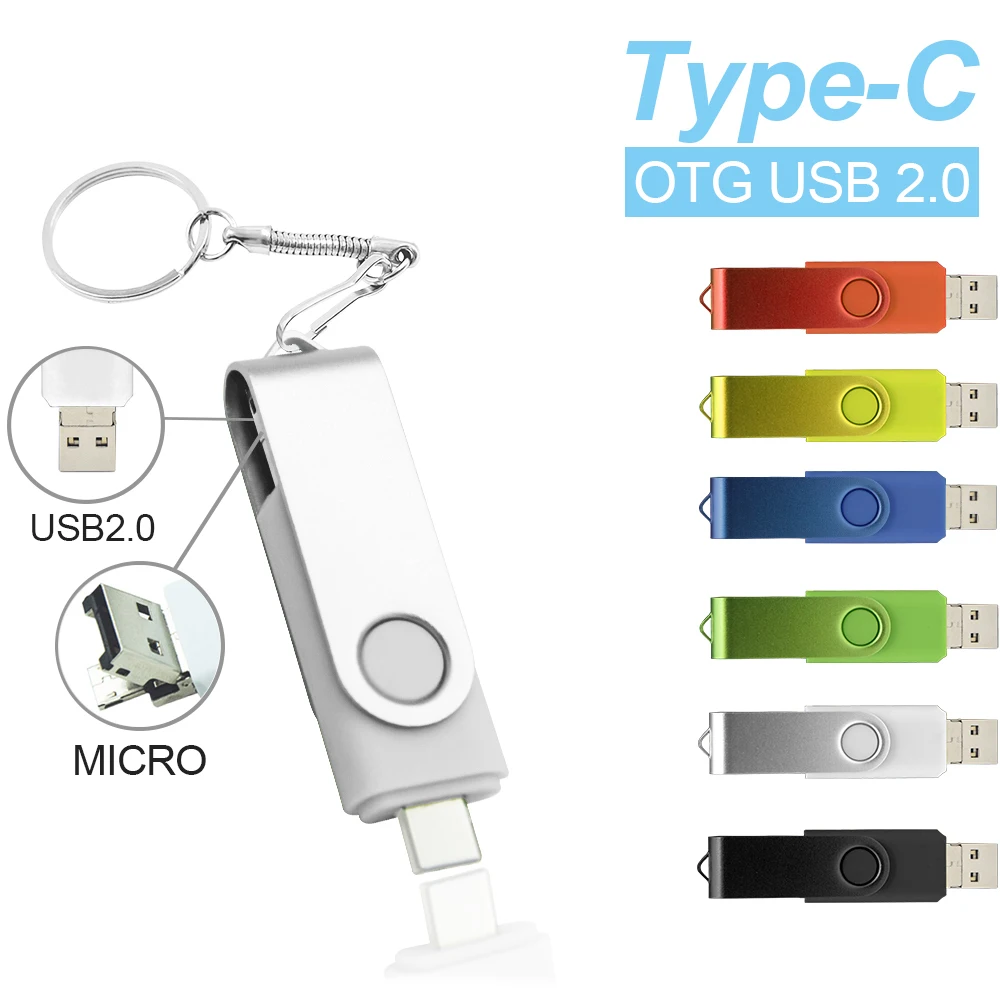 

Custom LOGO 3 IN 1 USB 2.0 Flash Drive 4G 8G 16GB 32GB 64GB 128G TPC Pen Drives Metal Memory Stick OTG U Disk 100% Real Capacity