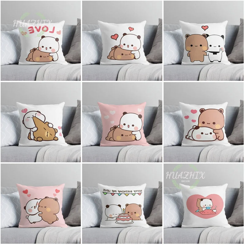 

Panda Bear Hug Bubu Duda Peach Skin Pillowcase for Sofa Bed Home Decor Anime Cushion Cover Bedroom Lovers Pillow Decoration