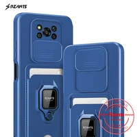 rzants for xiaomi poco x3 poco x3 nfc x3 pro camera lens protect phone casebisonsmooth push pull card holder ring case cover