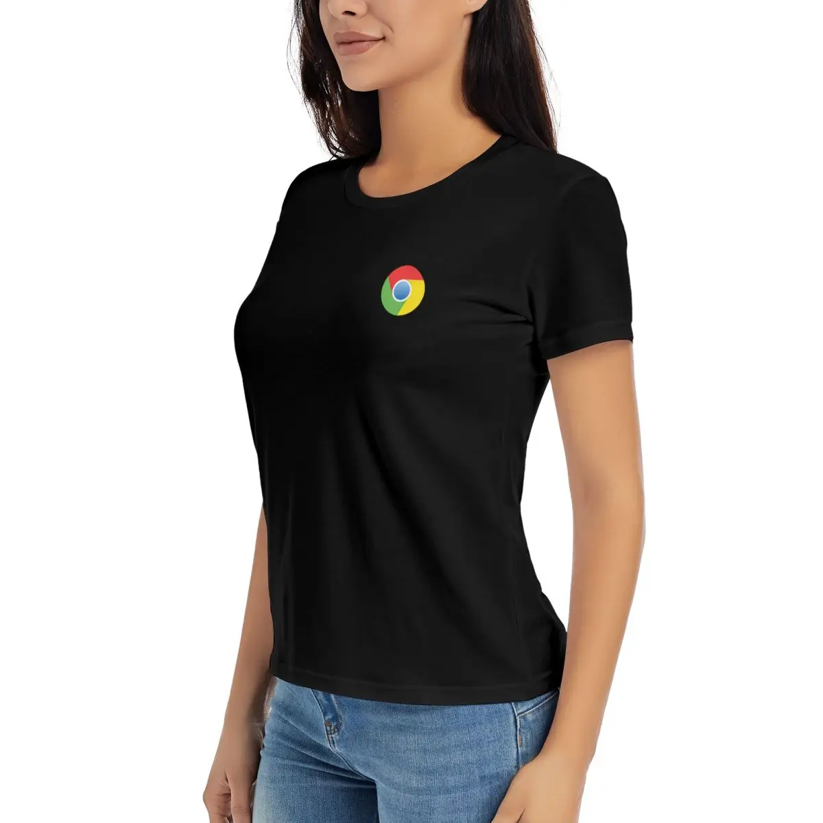 Футболки Google Chrome хлопковые футболки женские топы с коротким рукавом и круглым